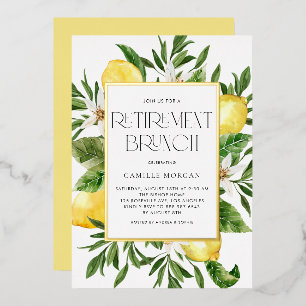 Waterverf Citroen Frame Botanische Pensioen Brunch Folie Uitnodiging