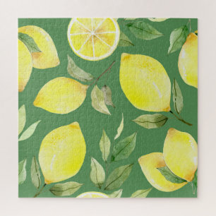 Waterverf citroen, fruit behangpatroon. legpuzzel
