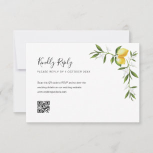 waterverf citroen gebladerte QR Code RSVP kaart