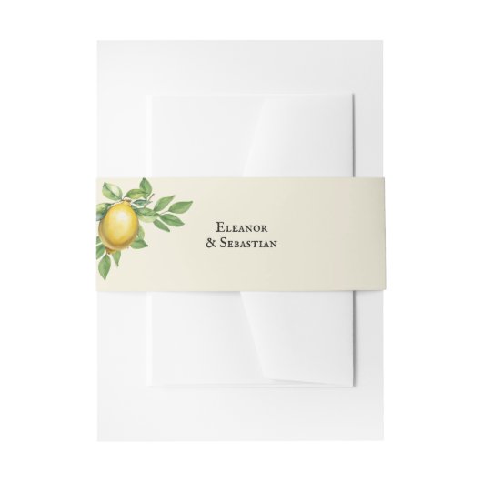 Waterverf Citroen Geel Citrus Rustiek Huwelijk Uitnodigingen Wikkel (Voorkant Voorbeeld)