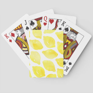 Waterverf Citroen Geel Witte Zomer Patroon Pokerkaarten