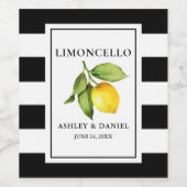 Waterverf Citroen Gestreepte Limoncello Flesetiket Wijn Etiket (Enkel label)