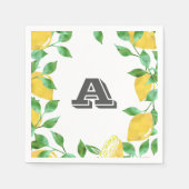  Waterverf Citroen Initiaal Cocktail servetten (Voorkant)