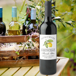 Waterverf Citroen Limoncello Bedankt Flesetiketten Wijn Etiket