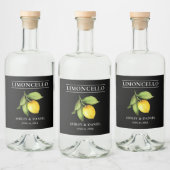 Waterverf Citroen Limoncello Zwart Flesetiket Likeurfles Etiket (Flessen)