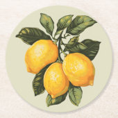 Waterverf citroen Ronde Kartonnen Onderzetter (Voorkant)