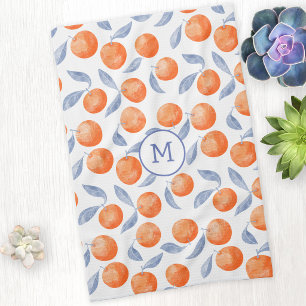 Waterverf Citroen Sinaasappel Mediterraan Monogram Theedoek