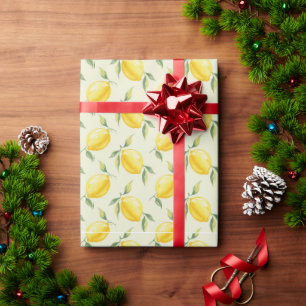 Waterverf Citroen Zomer Patroon Cadeaupapier
