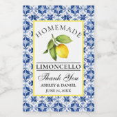 Waterverf Citroenblauwe Tegel Limoncello Mini Labe Wijn Etiket (Enkel label)