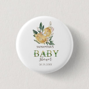Waterverf citroenen botanisch Baby shower Ronde Button 3,2 Cm