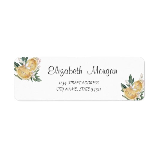 Waterverf Citroenen Botanisch Etiket (Voorkant)