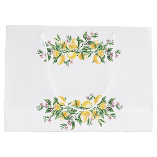 Waterverf Citroenen Botanische Bloemen Baby shower Groot Cadeauzakje (Achterkant)