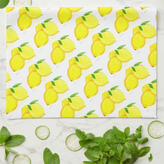 Waterverf citroenen Citrus Pattern Land Theedoek (Gevouwen)