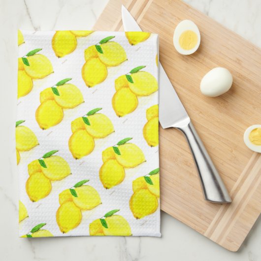 Waterverf citroenen Citrus Pattern Land Theedoek (Quarter Fold)