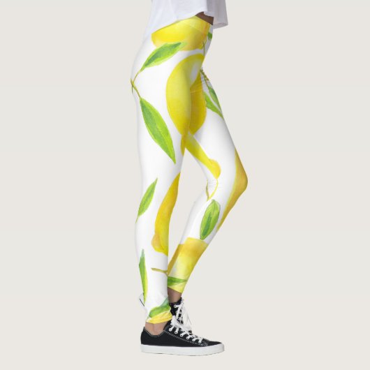 Waterverf citroenen en bladeren: patroon. leggings (Rechts)