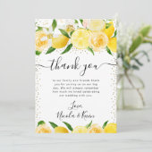 Waterverf Citroenen en Bloemen Bruiloft Bedankkaart (Staand voorkant)
