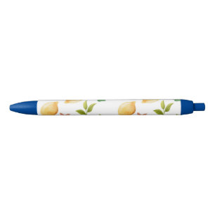Waterverf citroenen en ijslolly's blauwe inkt pen