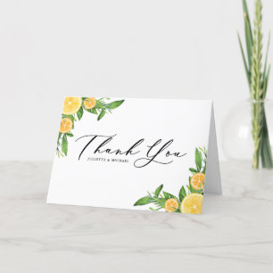 Waterverf Citroenen en Sinaasappels Zomer Bruiloft Bedankkaart
