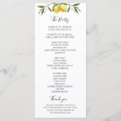 Waterverf citroenen gebladerte bruiloft programma (Achterkant)