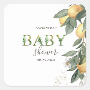 Waterverf Citroenen Groen Baby shower Vierkante Sticker