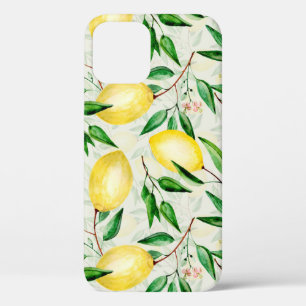 Waterverf citroenen, naadloos vruchtpatroon. iPhone 12 hoesje