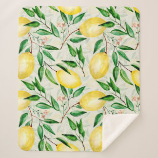 Waterverf citroenen, naadloos vruchtpatroon. sherpa deken