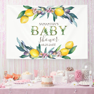 Waterverf citroenen olijven Baby shower Spandoek