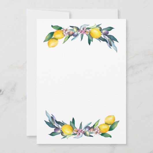 Waterverf citroenen olijven bruiloft kaart (Achterkant)