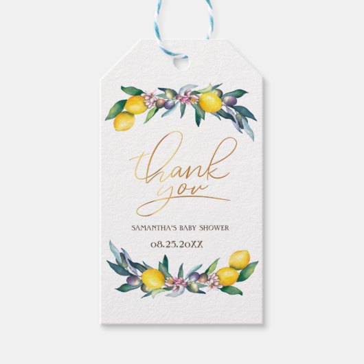 Waterverf citroenen Olijven Cadeaulabel (Voorkant)