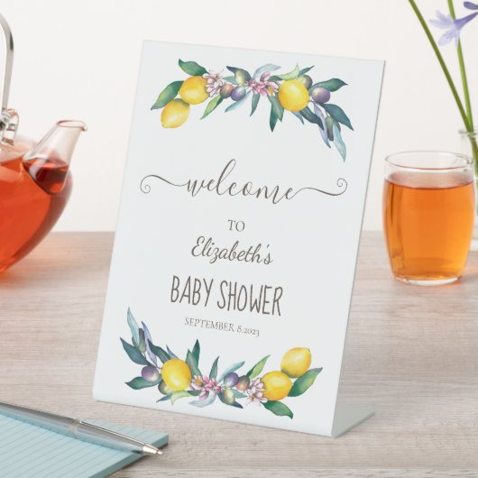 Waterverf citroenen Olijven Reclamebord Met Voetstuk (Insitu)