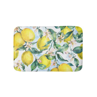 Waterverf citroenen, verse citrus tak. badmat