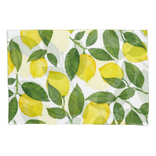 Waterverf citroenen: Zomerfruitpatroon Kussensloop