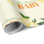 Waterverf Citroengeel Baby shower Cadeaupapier (Rol Hoek)