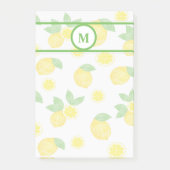 Waterverf citroenpatroon monogram gepersonaliseerd post-it® notes (Voorkant)
