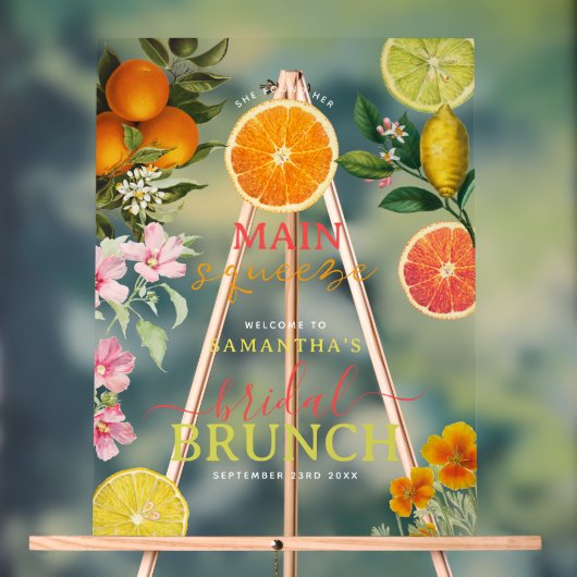Waterverf Citrus Bloemachtige Bruiloft Brunch Boog Acryl Bord (Neutraal)