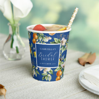 Waterverf Citrus Botanische Bruiloftsborrel Papieren Bekers