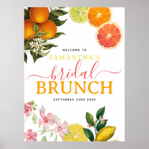 Waterverf Citrus Bruids Brunch Bruiloft Feest Poster