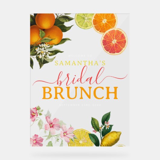 Waterverf Citrus Bruids Brunch Bruiloft Feestje Acryl Bord (Voorkant)