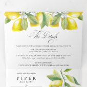 Waterverf Citrus citroen bloesem bruiloft Drieluik Uitnodiging (Binnenzijde eerst)