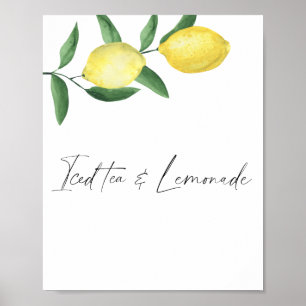 Waterverf citrus citroen - ijsthee en limonade poster