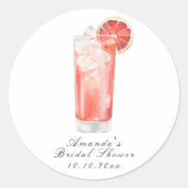 Waterverf Citrus Cocktail Bruidsfeest Ronde Sticker