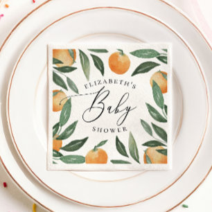 Waterverf citrus floral garden script baby shower servet