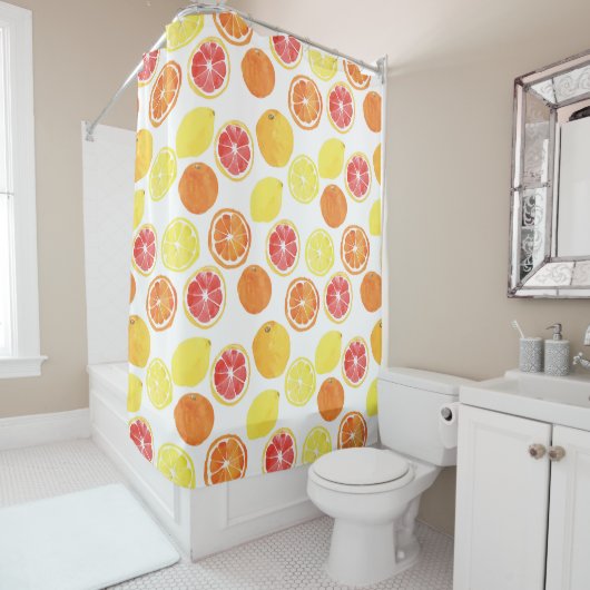 Waterverf Citrus Fruit Pattern Douchegordijn (In situ)
