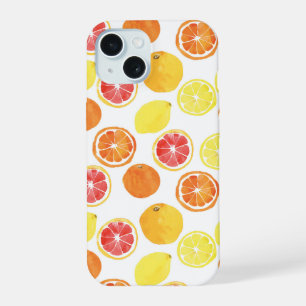 Waterverf Citrus Fruit Pattern iPhone 15 Hoesje