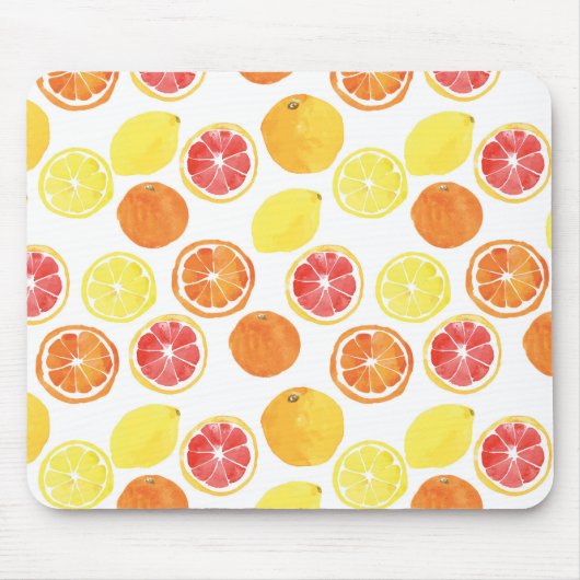Waterverf Citrus Fruit Pattern Muismat (Voorkant)