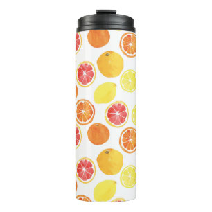 Waterverf Citrus Fruit Pattern Thermosbeker