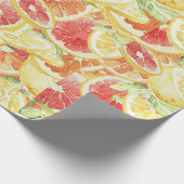 Waterverf Citrus Grapefruit Lemon & Sinaasappel Cadeaupapier (Hoek)