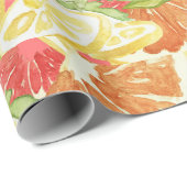 Waterverf Citrus Grapefruit Lemon & Sinaasappel Cadeaupapier (Rol Hoek)