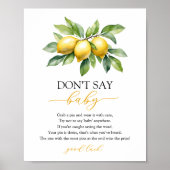 Waterverf Citrus Lemon Baby shower Game Poster (Voorkant)