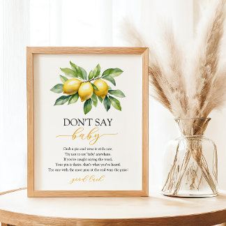 Waterverf Citrus Lemon Baby shower Game Poster